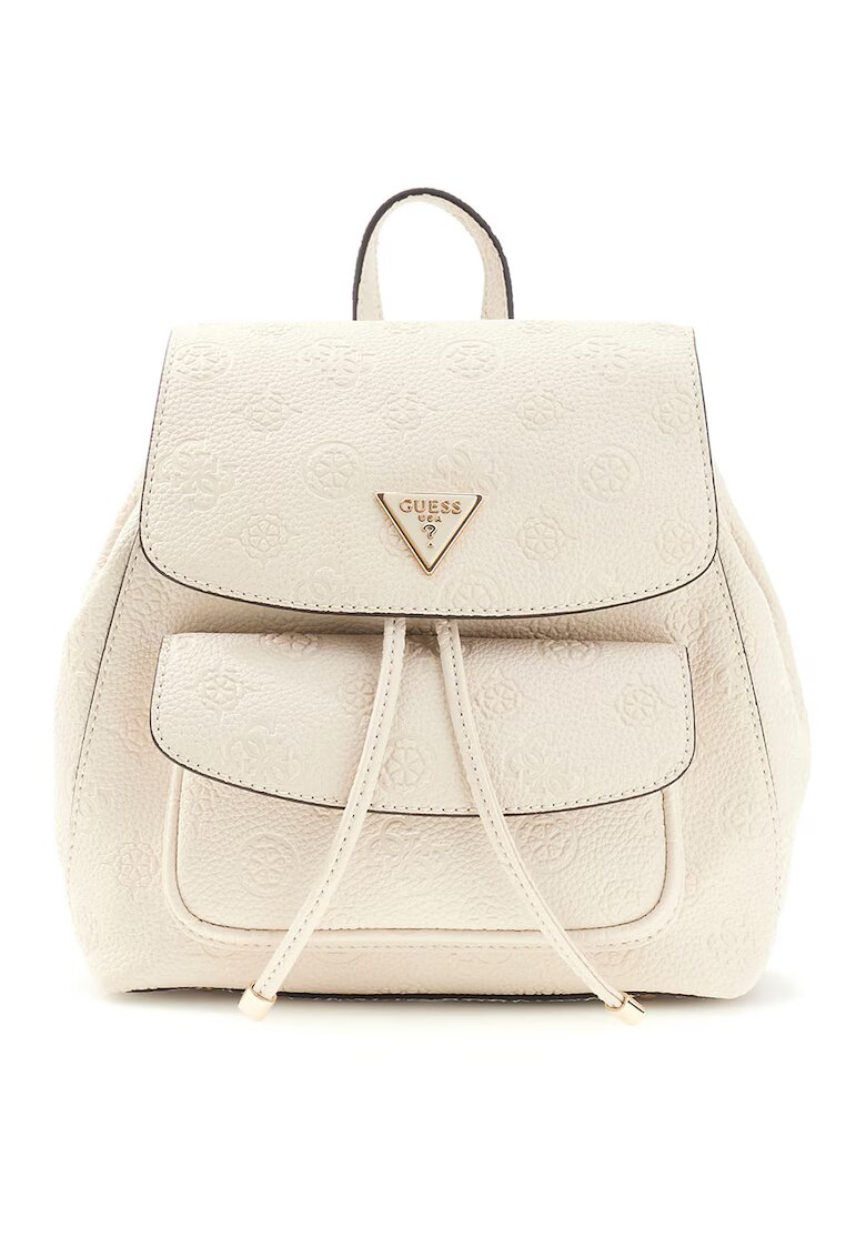 GUESS Раница Cresidia II от еко кожа с монограм - Слонова кост
