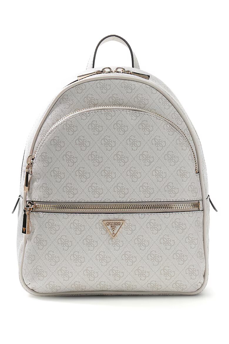 GUESS Раница Manhattan II от еко кожа с монограм Светло сив