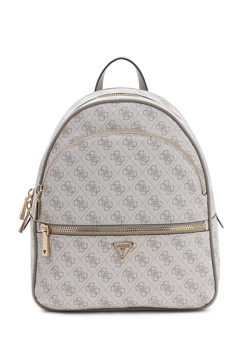GUESS Раница Manhattan II от еко кожа с монограм Светло сив/Сиво-кафяв