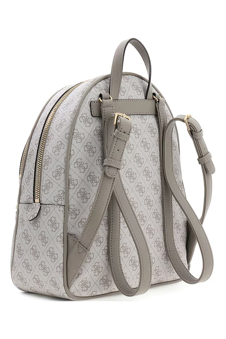 GUESS Раница Manhattan II от еко кожа с монограм Светло сив/Сиво-кафяв