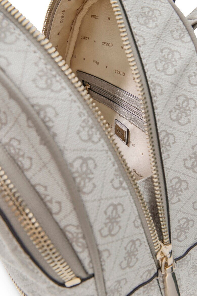 GUESS Раница Manhattan II от еко кожа с монограм Светло сив/Сиво-кафяв