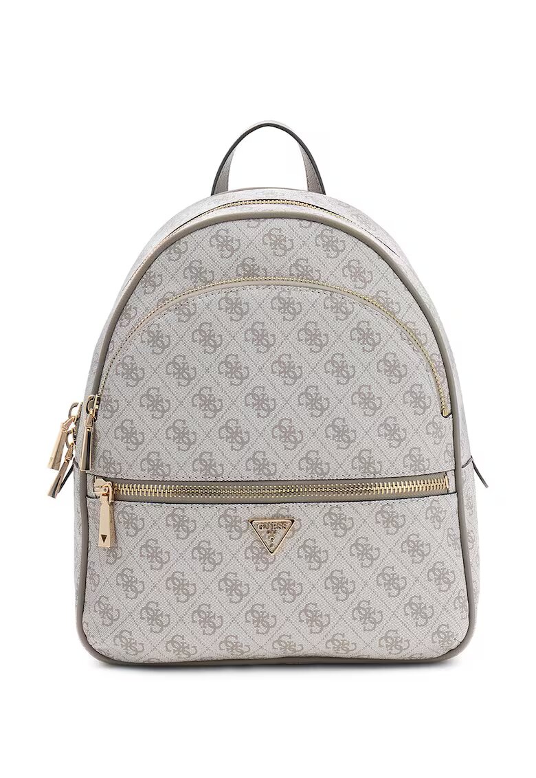 GUESS Раница Manhattan II от еко кожа с монограм - Светло сив/Сиво-кафяв