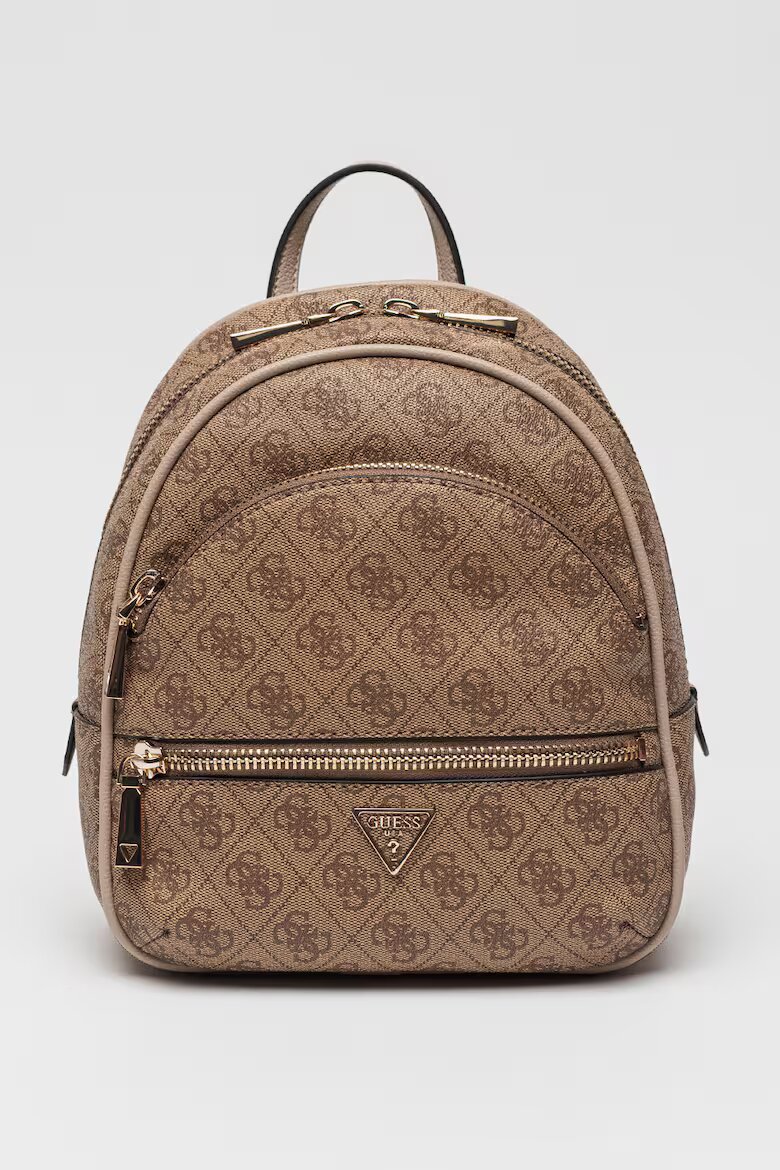 GUESS Раница Manhattan II с монограм Сиво-кафяв