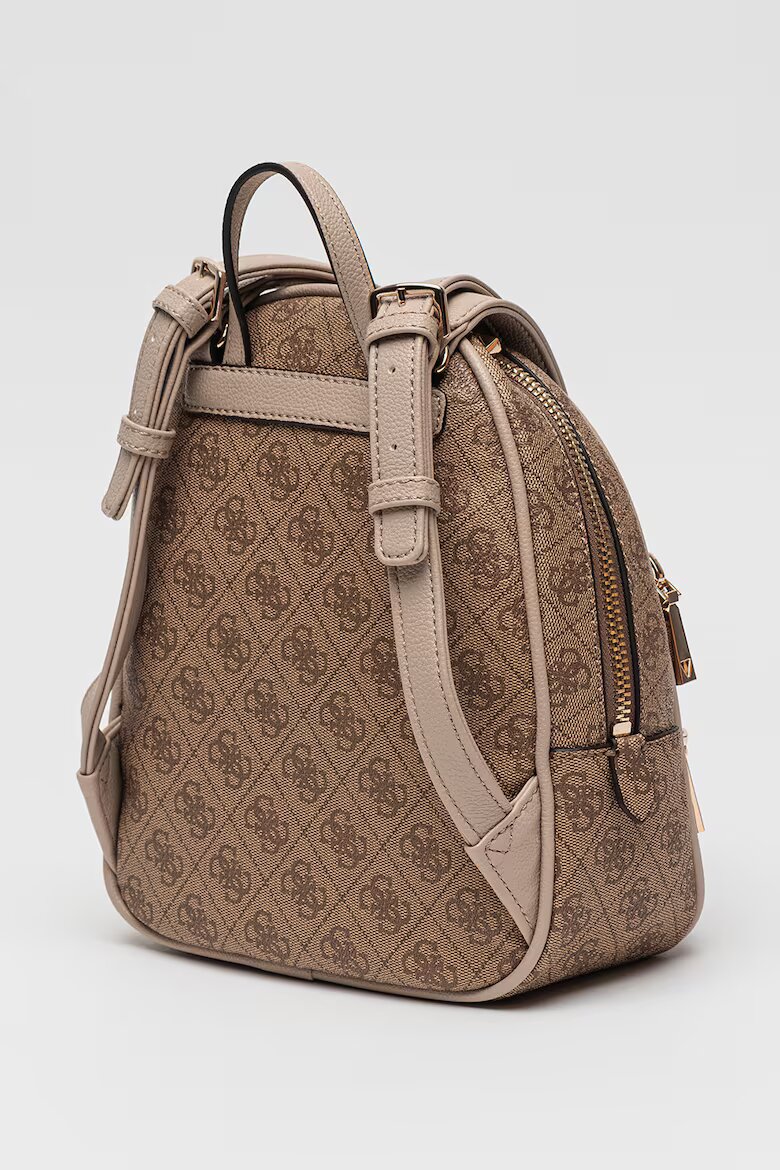 GUESS Раница Manhattan II с монограм Сиво-кафяв