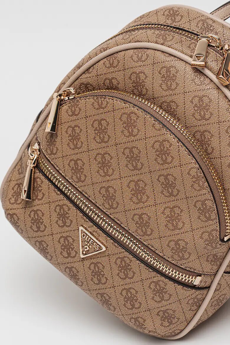 GUESS Раница Manhattan II с монограм Сиво-кафяв