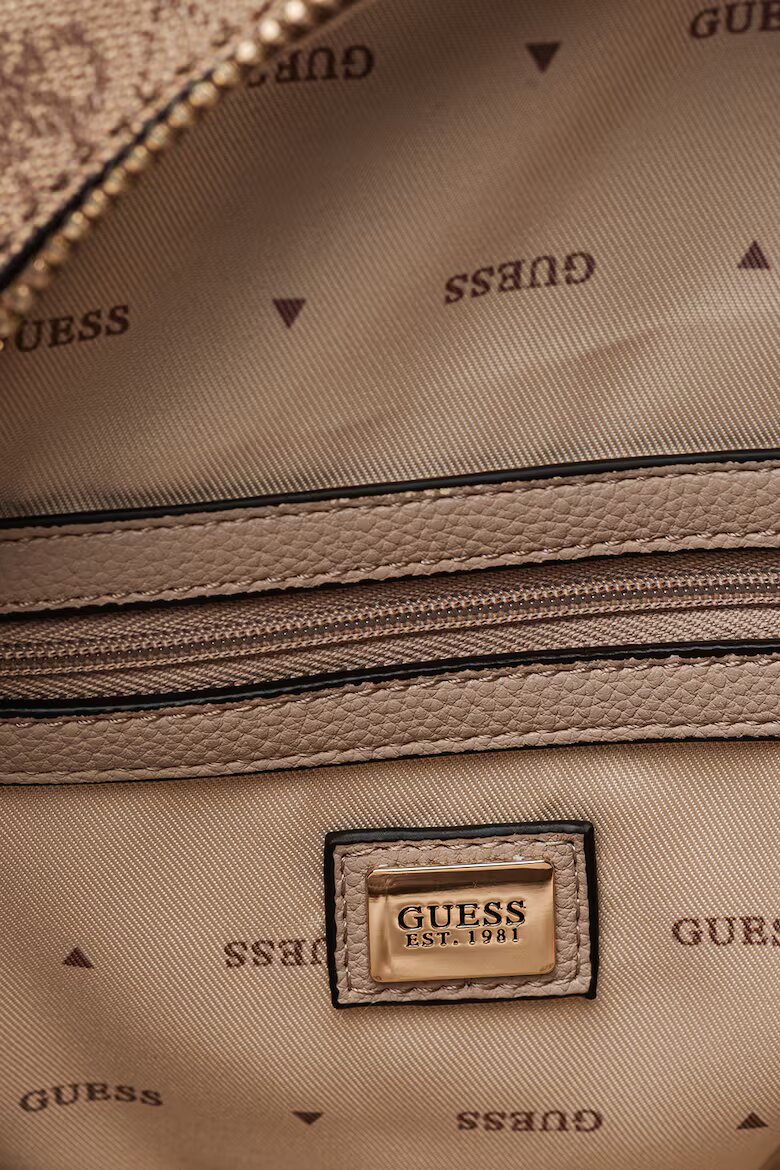 GUESS Раница Manhattan II с монограм Сиво-кафяв