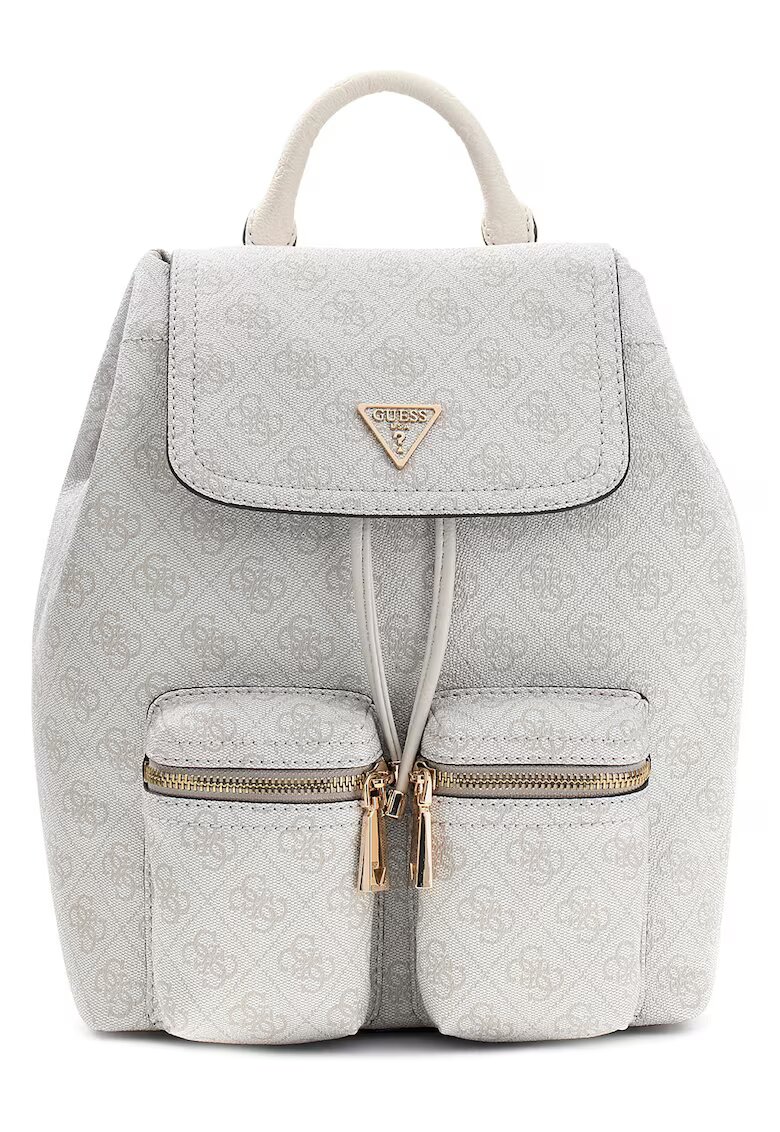 GUESS Раница Manhattan II с монограм - Светло сив