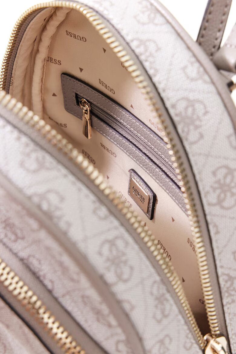 GUESS Раница Manhattan II с монограм Светло сив/Сиво-кафяв