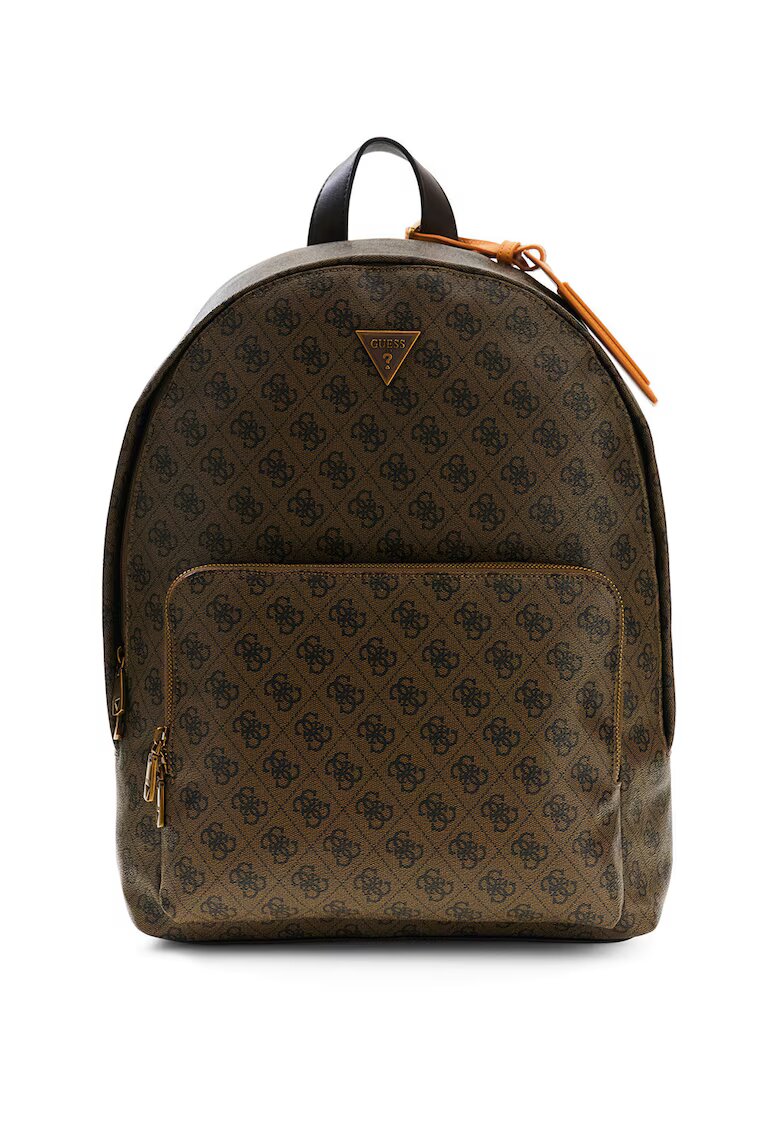 GUESS Раница Milano от еко кожа с монограм - Черен/Карамел