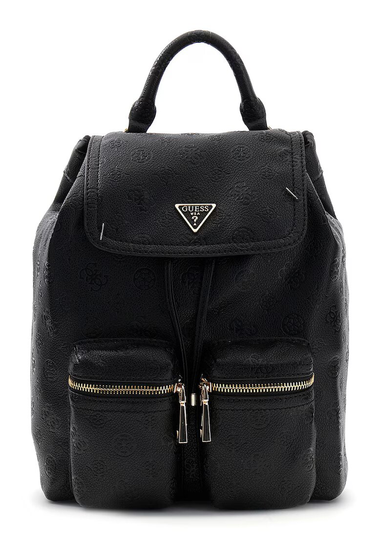 GUESS Раница от еко кожа Janie с 2 джоба с цип - Черен
