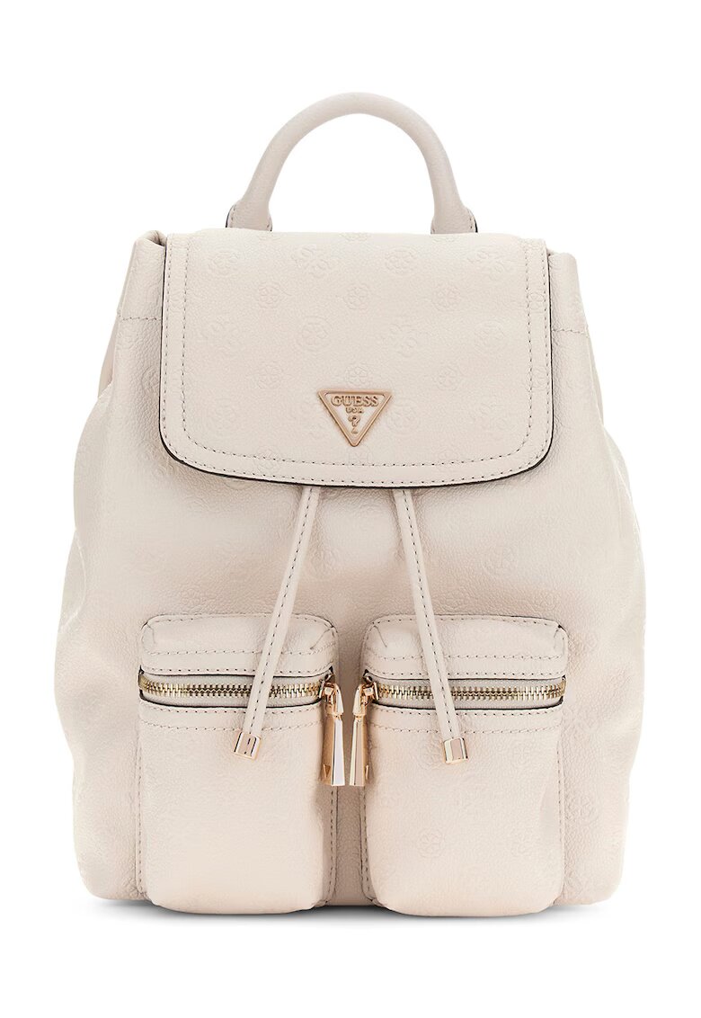 GUESS Раница от еко кожа Janie с 2 джоба с цип - Крем