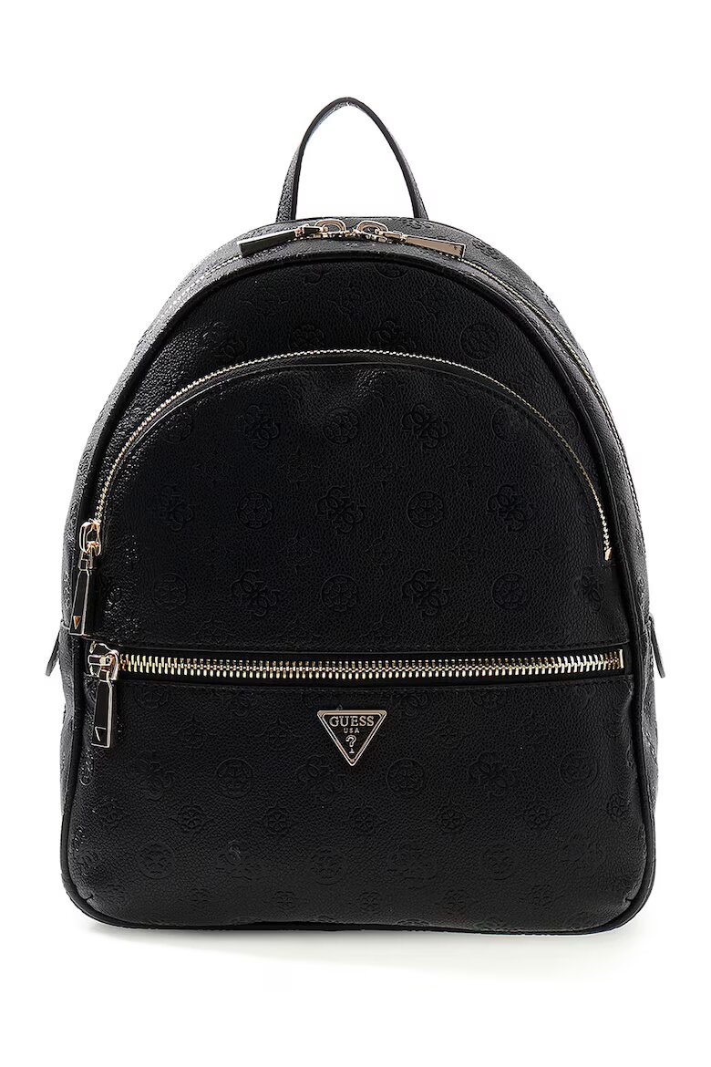 GUESS Раница от еко кожа Manhattan II с монограми Черен