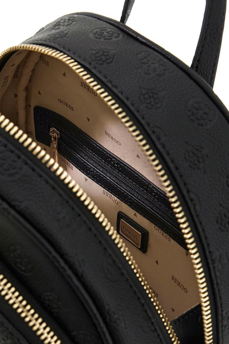 GUESS Раница от еко кожа Manhattan II с монограми Черен