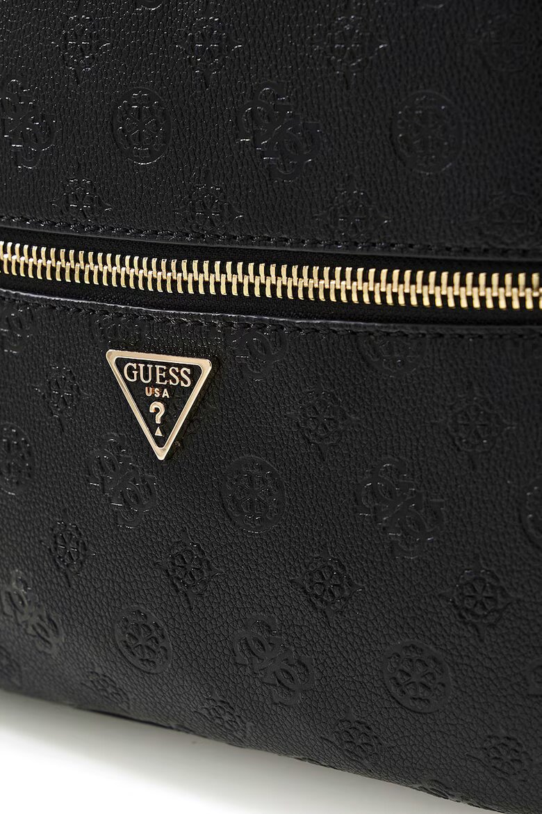 GUESS Раница от еко кожа Manhattan II с монограми Черен