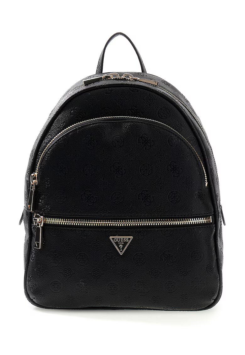 GUESS Раница от еко кожа Manhattan II с монограми - Черен