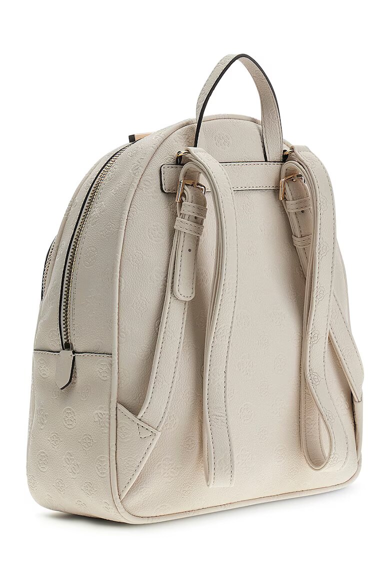 GUESS Раница от еко кожа Manhattan II с монограми Мръснобял