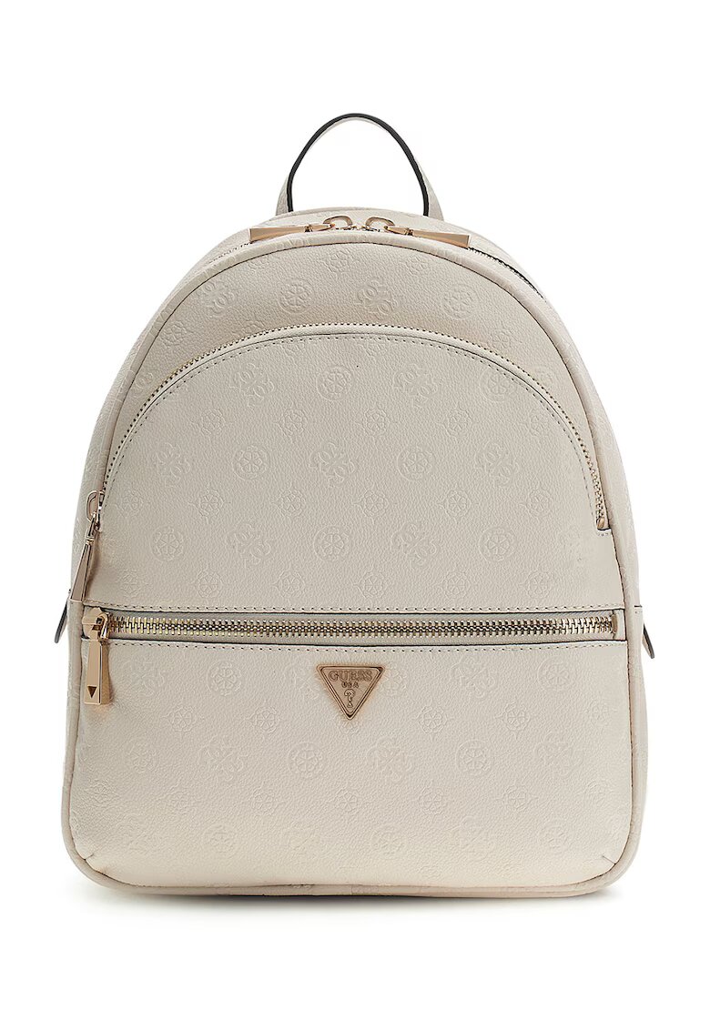 GUESS Раница от еко кожа Manhattan II с монограми - Мръснобял