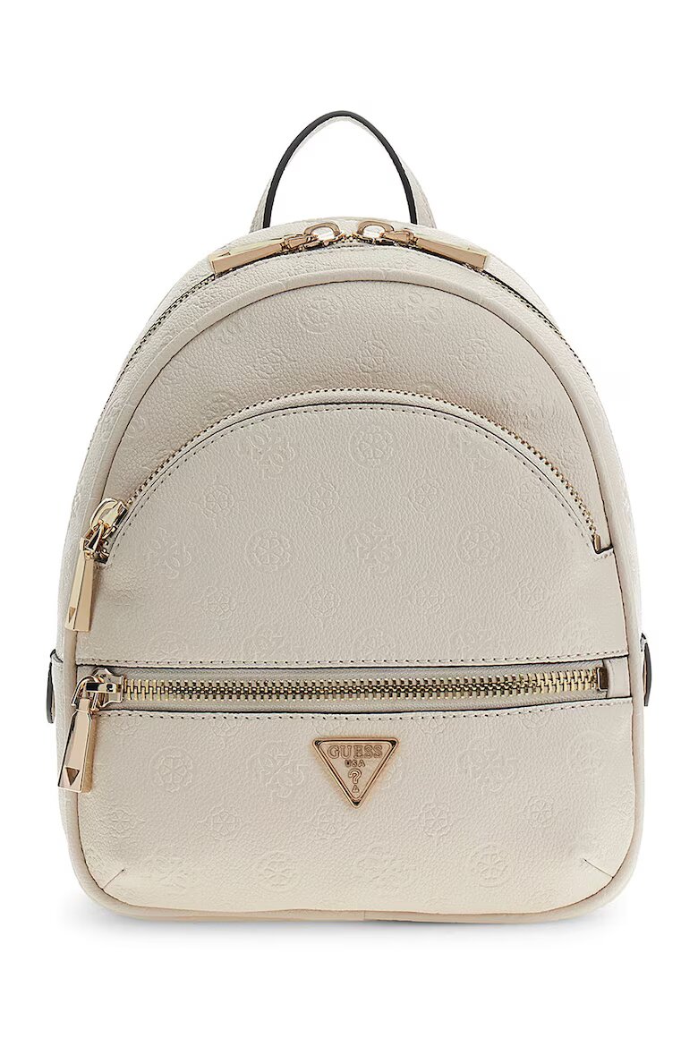 GUESS Раница от еко кожа Manhattan II с външни джобове Мръснобял
