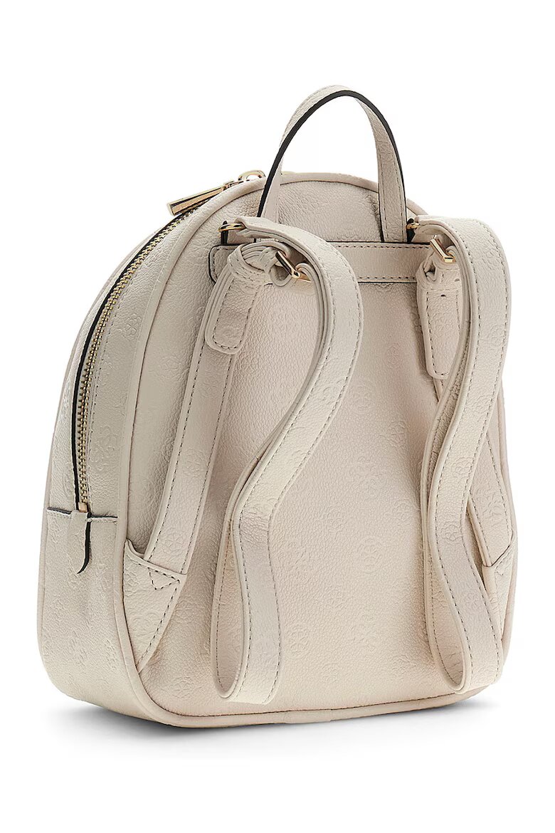GUESS Раница от еко кожа Manhattan II с външни джобове Мръснобял