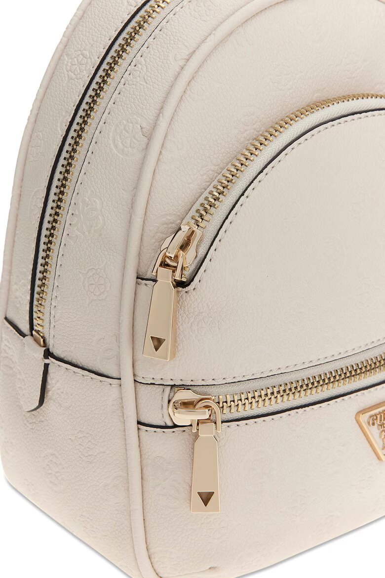 GUESS Раница от еко кожа Manhattan II с външни джобове Мръснобял
