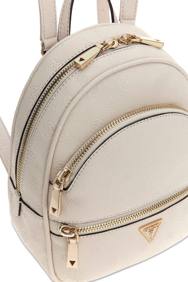 GUESS Раница от еко кожа Manhattan II с външни джобове Мръснобял