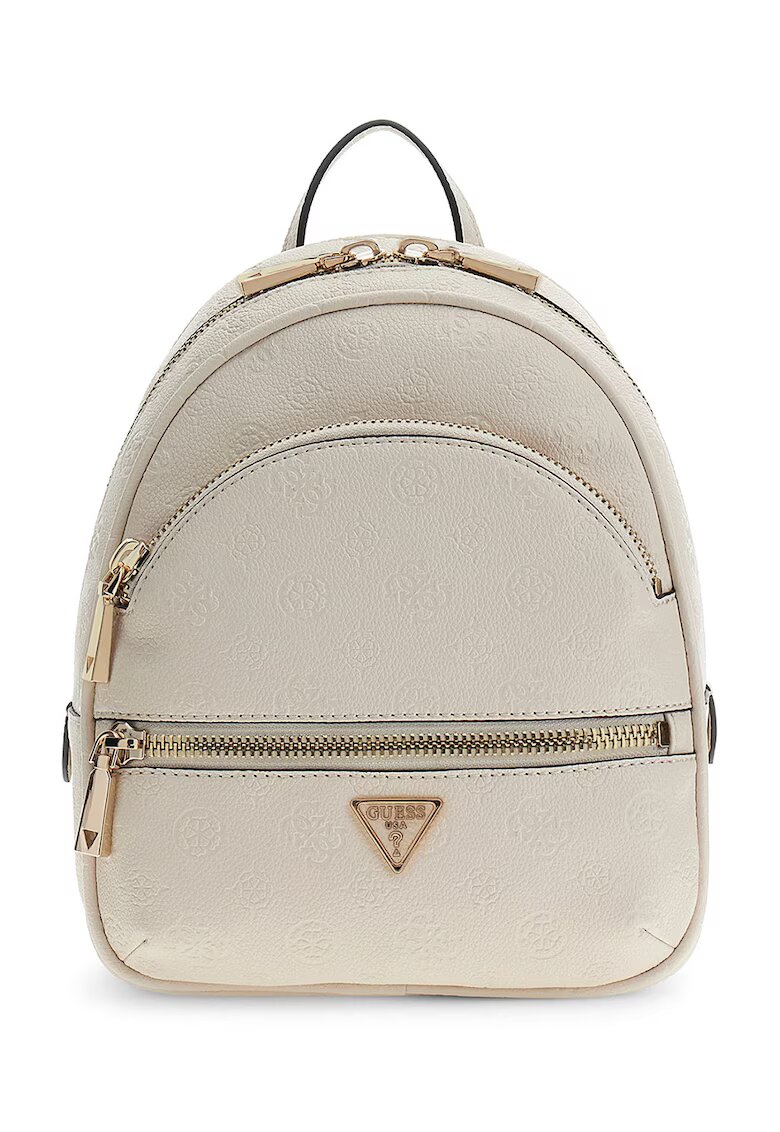 GUESS Раница от еко кожа Manhattan II с външни джобове - Мръснобял