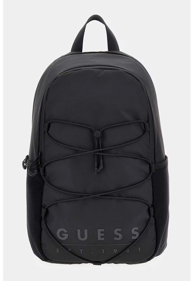 GUESS Раница от еко кожа с лого - Антрацитно сиво