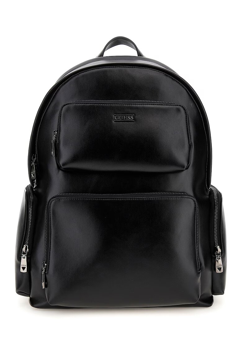 GUESS Раница от еко кожа с лого - Черен