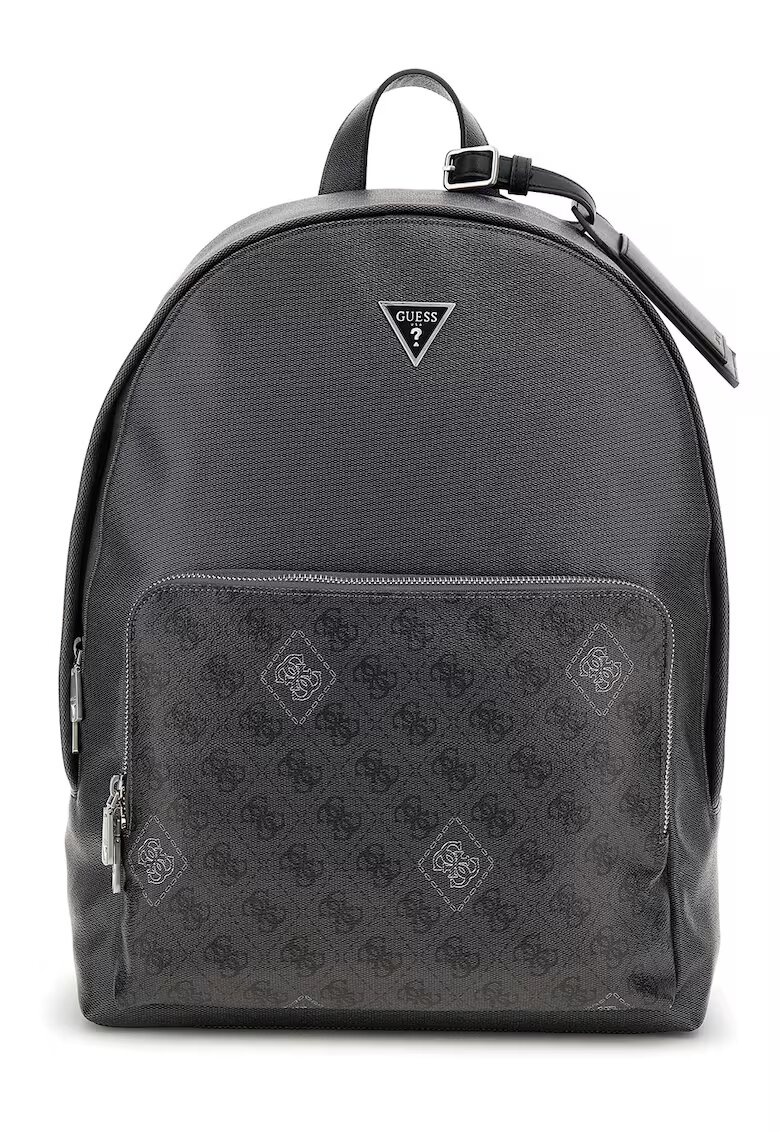 GUESS Раница от еко кожа с преден джоб с монограм - Tъмносив