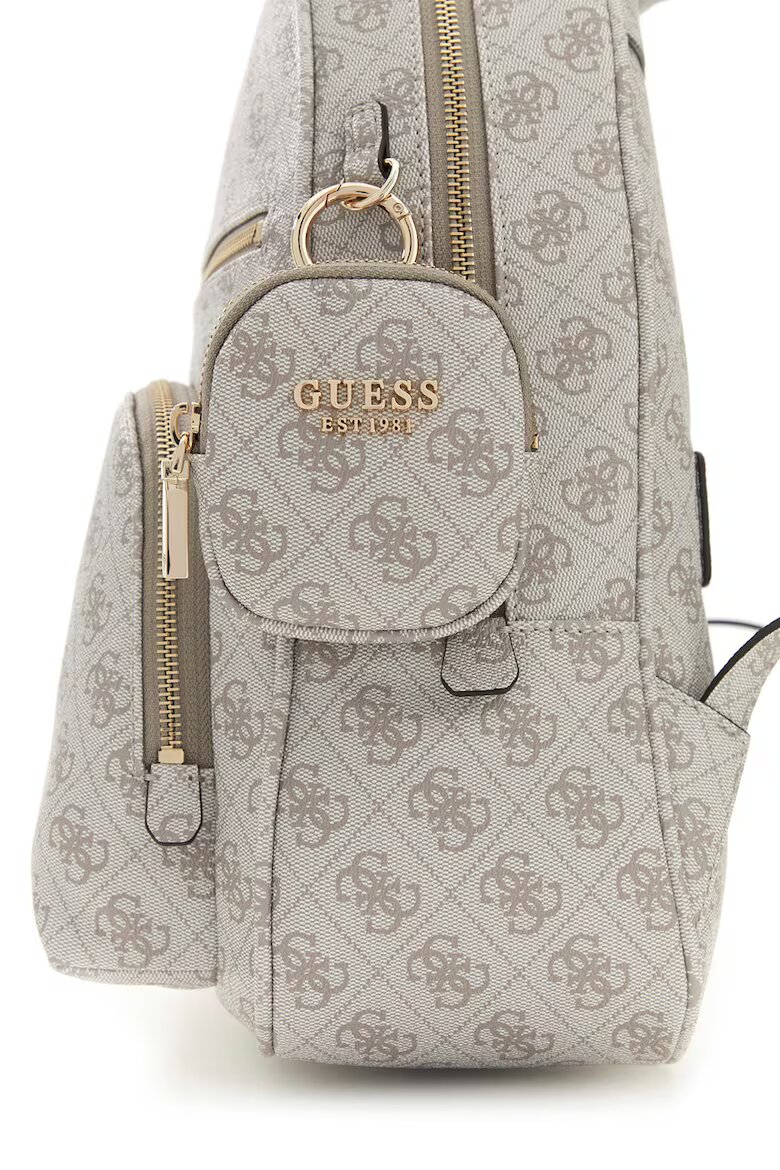 GUESS Раница Power Play II с монограм Сиво-бежов