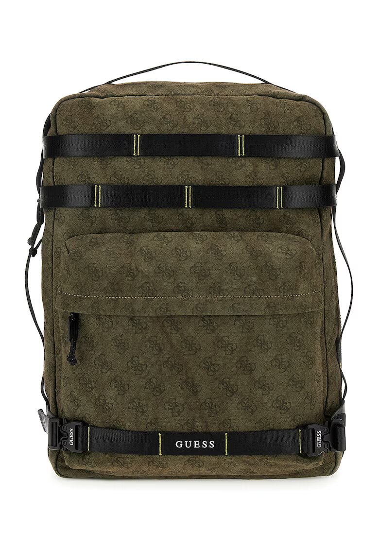 GUESS Раница с монограм - Черен/Папратово зелено