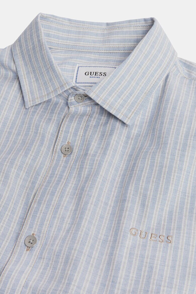 GUESS Риза с дълги ръкави и райе Светлосин