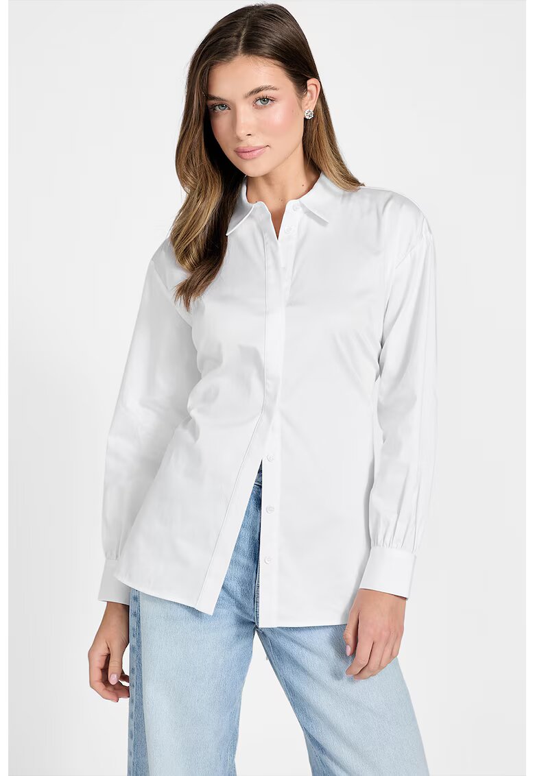 GUESS Риза с регулираща се талия и изчистен десен - Бял