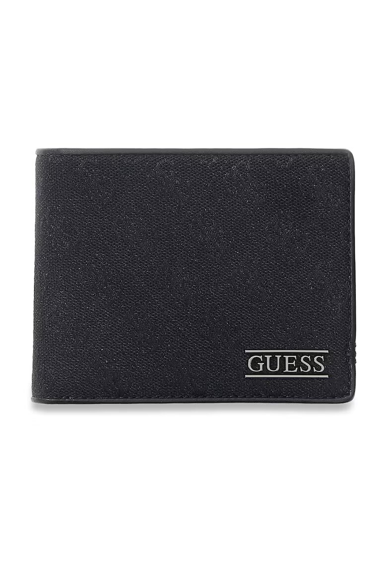 GUESS Сгъваем портфейл от еко кожа с монограм - Черен/Избеляло черно