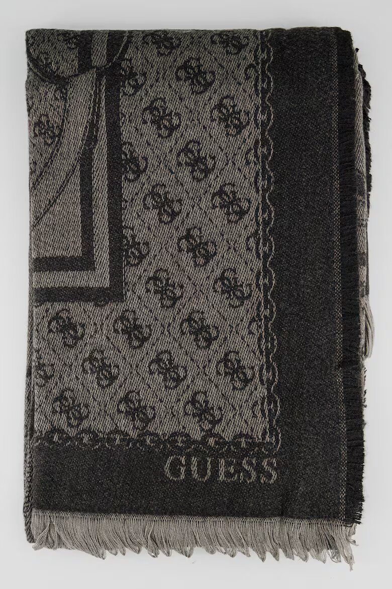 GUESS Шал Kefiah с монограм Черен/Антрацитно сиво