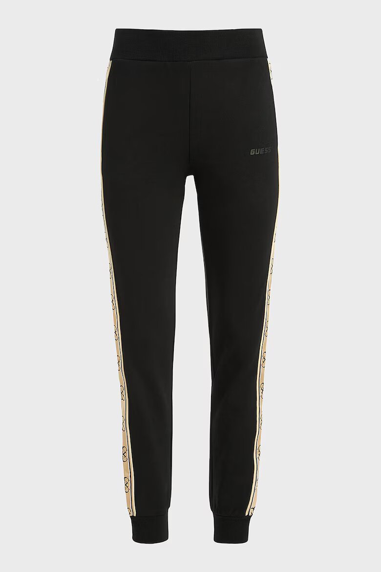 GUESS Скосен спортен панталон с лого Черен