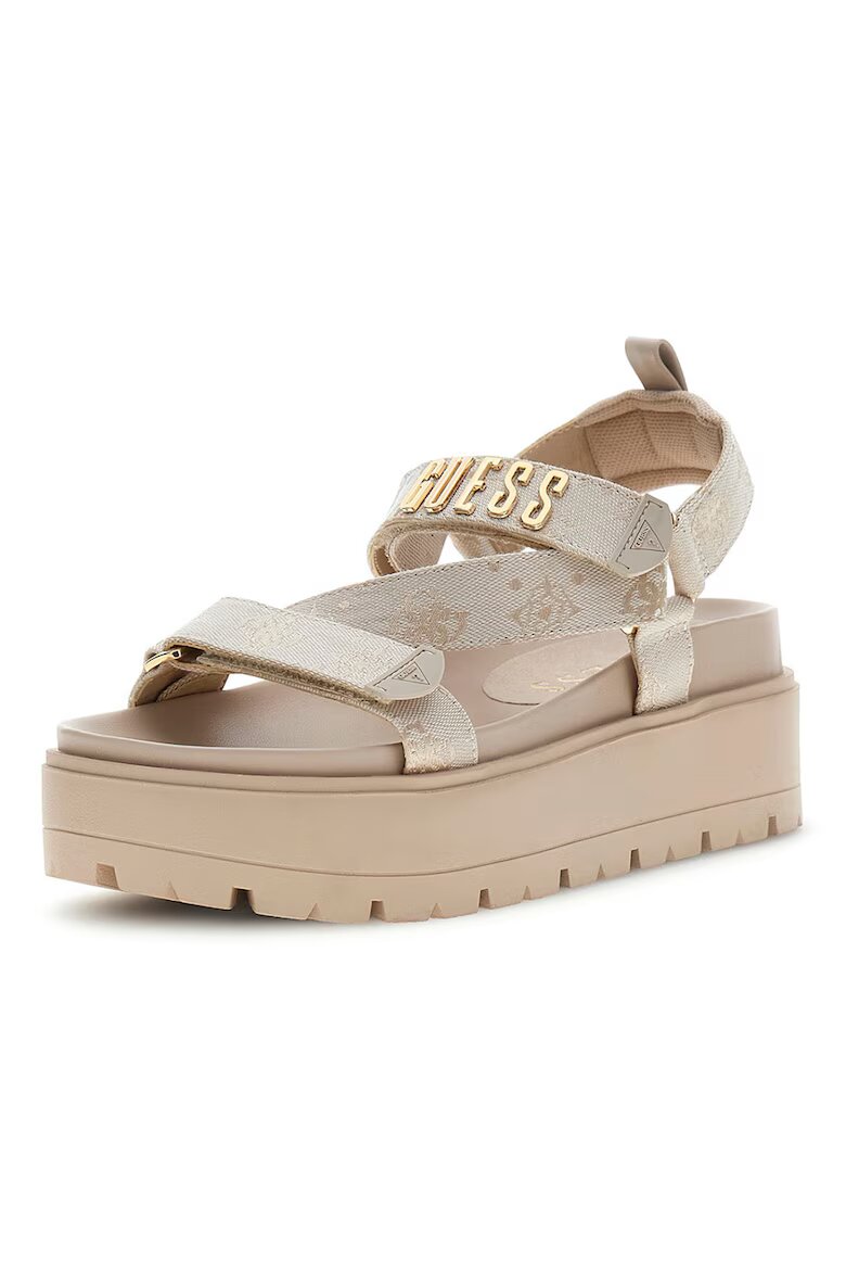 GUESS Скосени сандали с лого Светло бежово