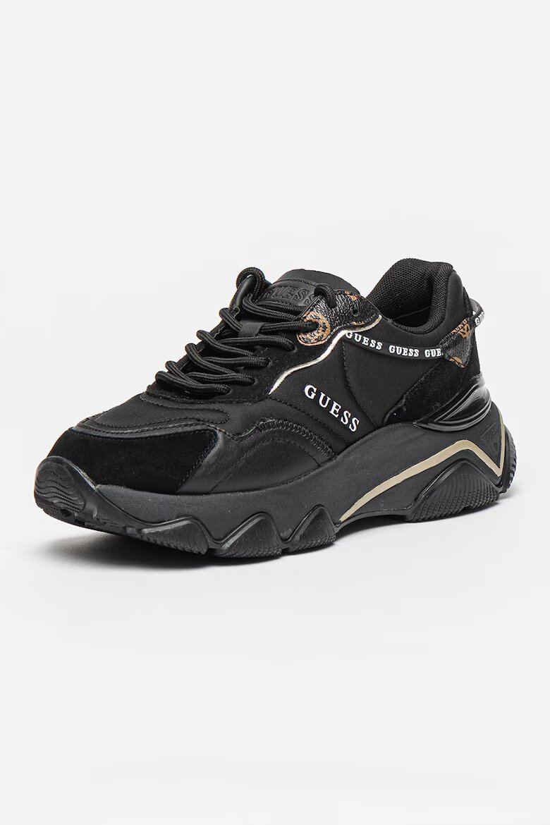 GUESS Скосени спортни обувки с лого Черен