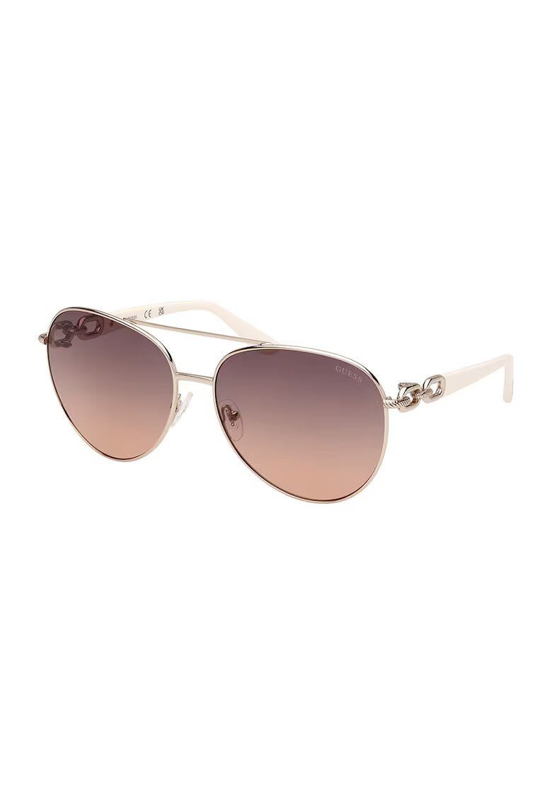 GUESS Слънчеви очила Aviator с градиента - Бял/Златист