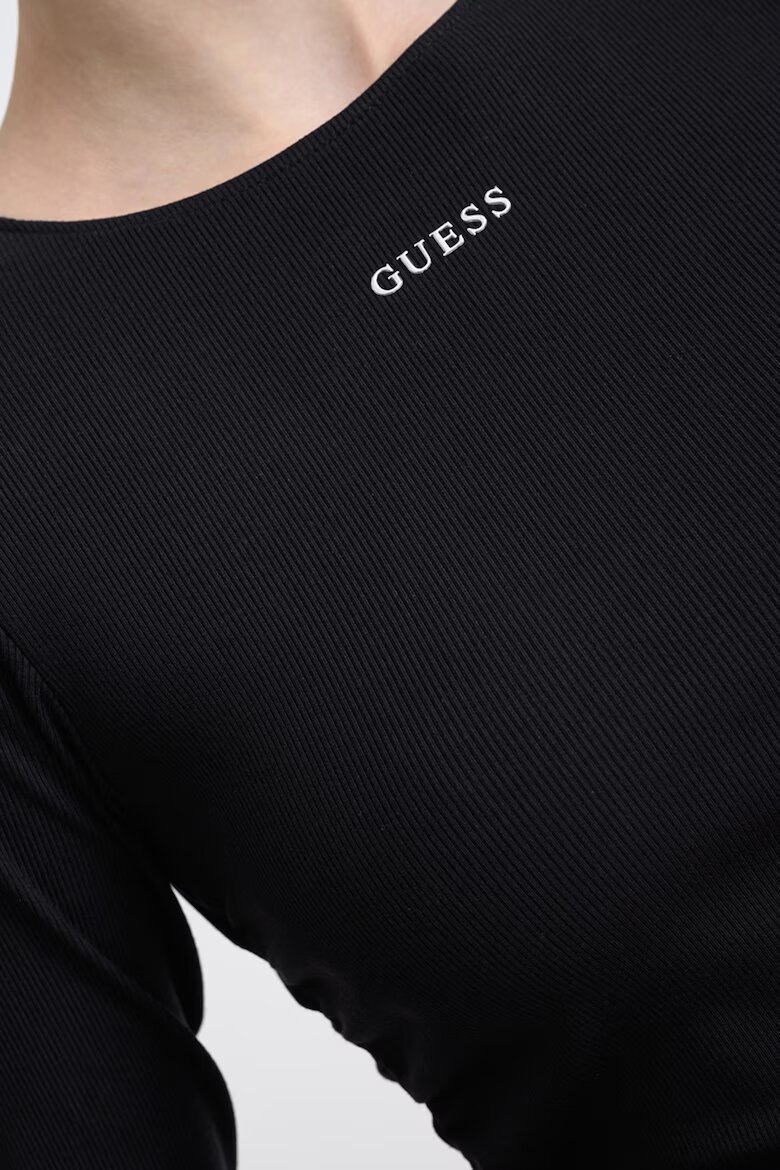 GUESS Слим блуза с лого Черен