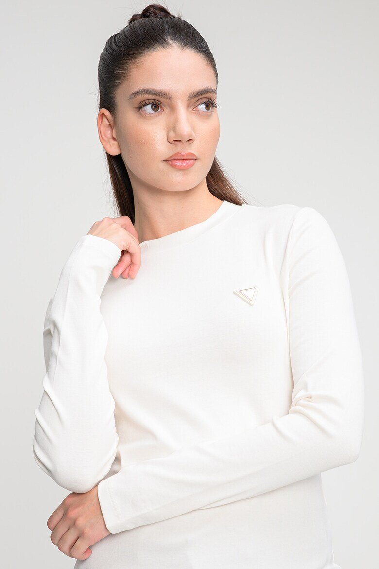 GUESS Слим фитнес блуза с модал Мръснобял