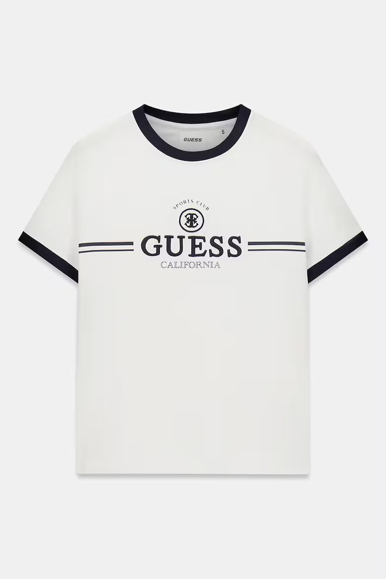 GUESS Слим фитнес тениска Бял/Тъмносин