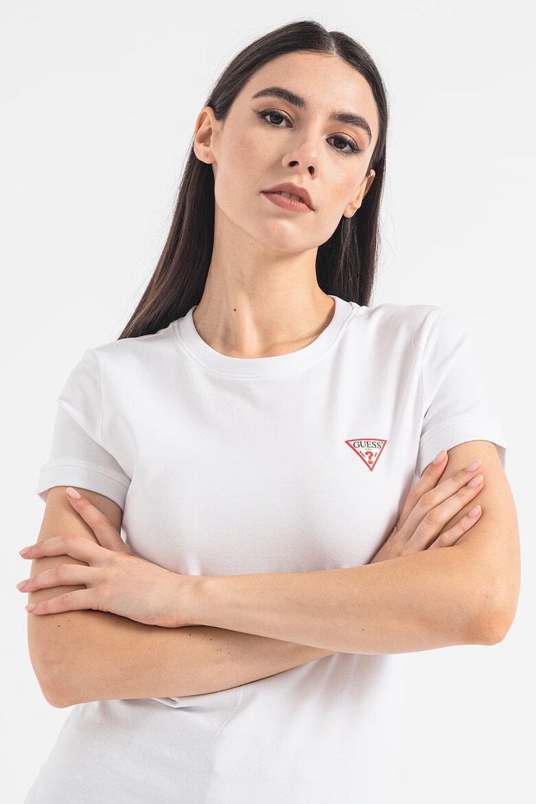GUESS Слим тениска с лого Бял