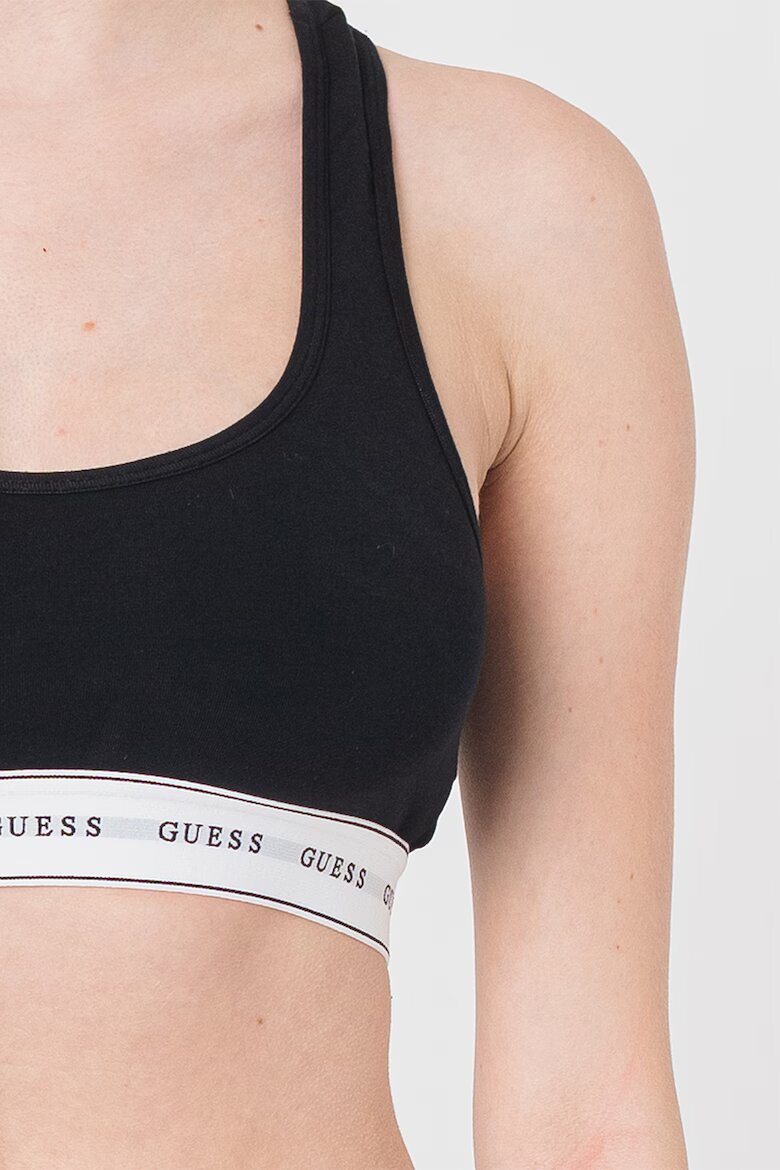 GUESS Спортен сутиен с изрязан гръб Бял/Черен