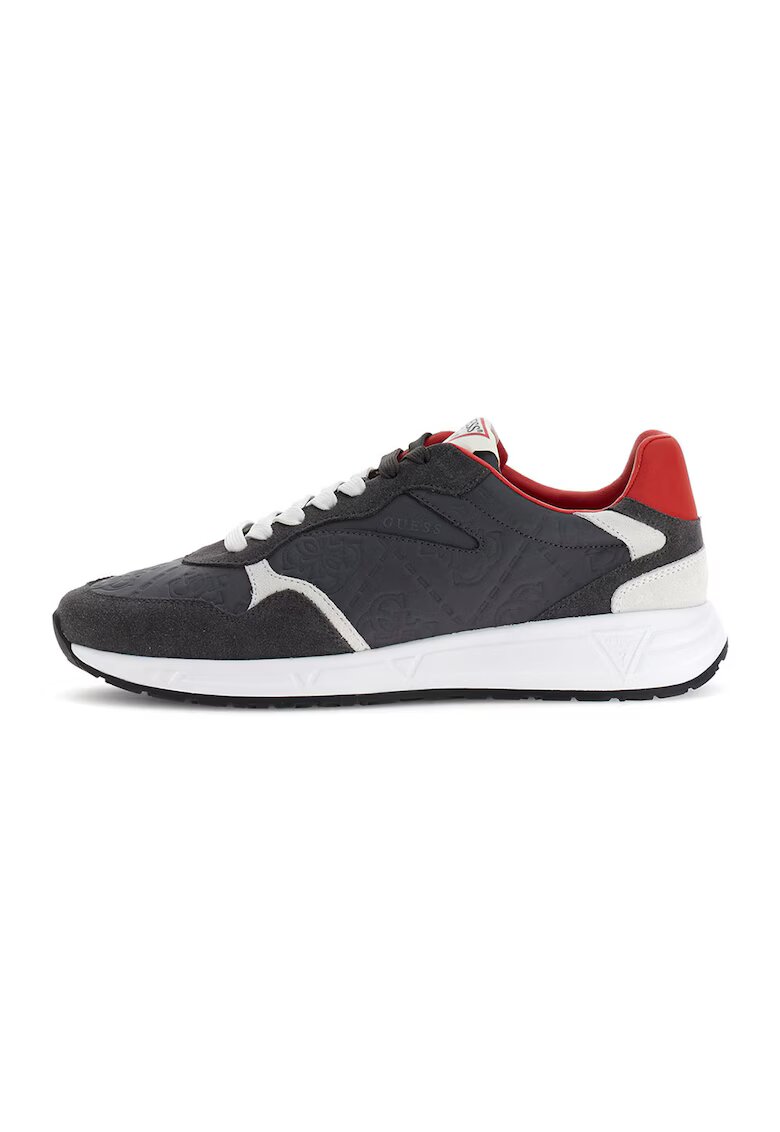 GUESS Спортни обувки от велур и кожа с монограм - Бял/Tъмносив