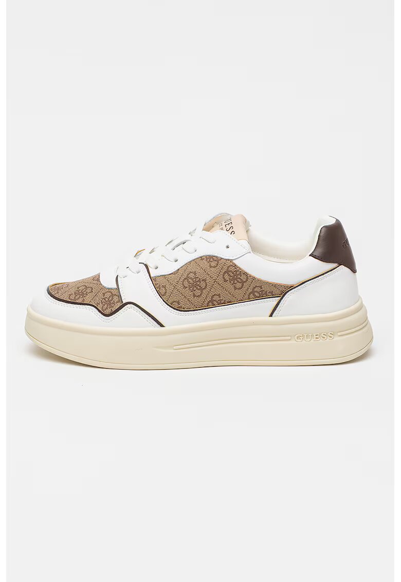 GUESS Спортни обувки с монограм - Бял/Кафяв