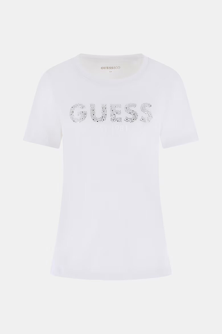 GUESS Стандартна тениска с лого Бял
