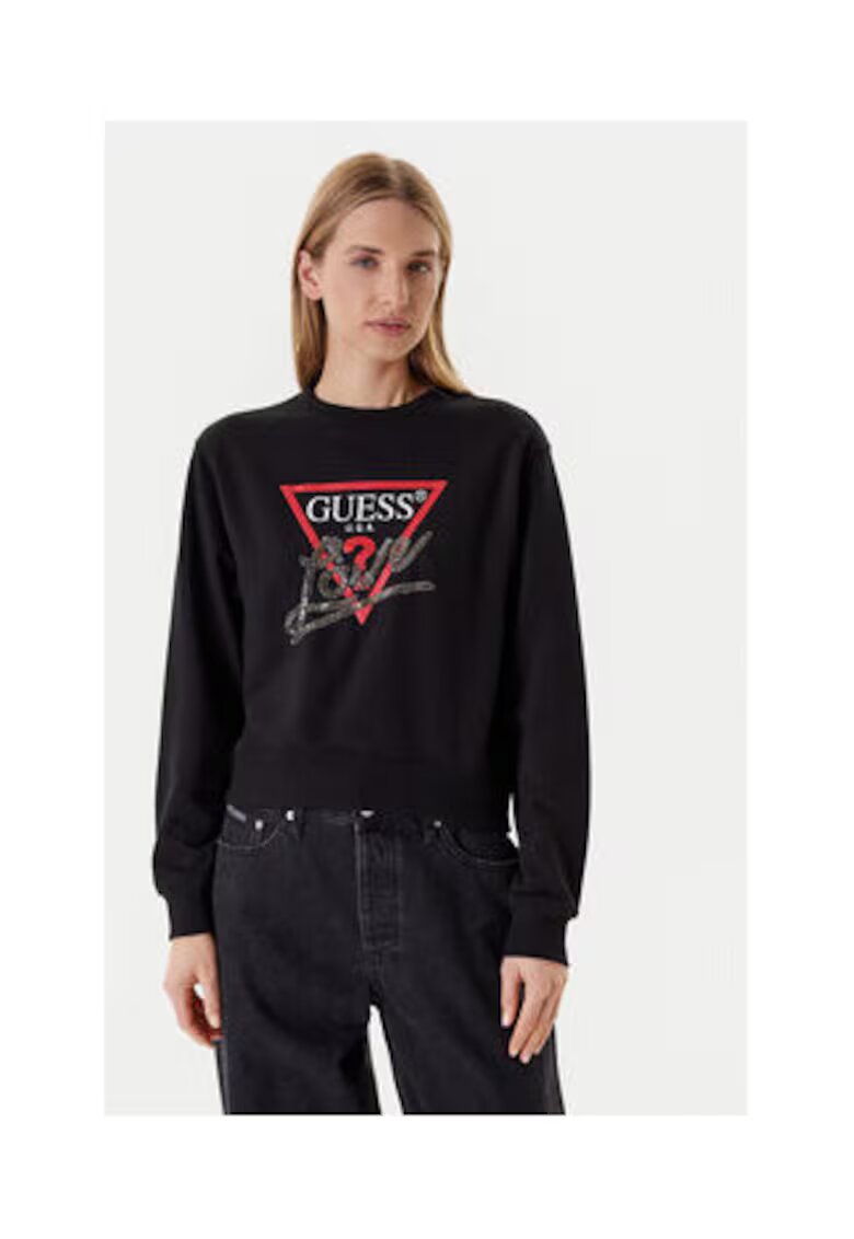 GUESS Суичър от памучна смес с лого щампа