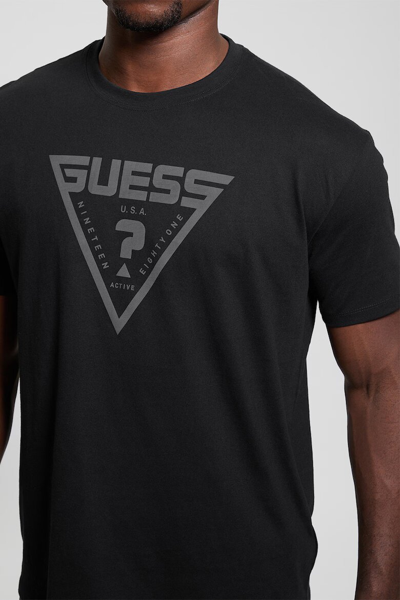 GUESS Свободна тениска с лого Черен