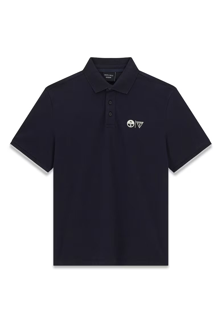 GUESS Тениска North Sails с яка - Ултрамарин синьо
